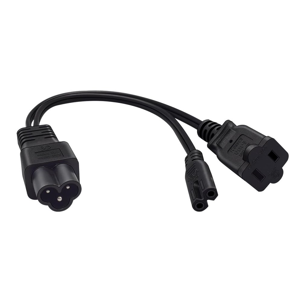 JORINDO IEC320 C6 to C7+1-15R Y Splitter Power Cord 1FT 18AWG