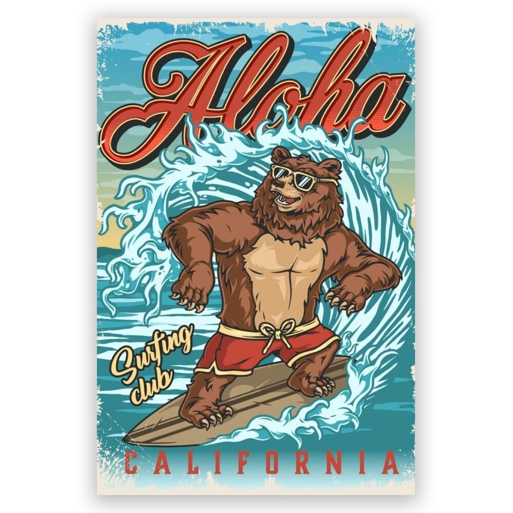 JYzymuth Aloha California Surfing beach posters coastal wall art Summer Ocean SeascapesTrendy Canvas Prints Bedroom Living Room Bathroom for Beach Lovers Pictures decor 20x30inch Unframed, style-2
