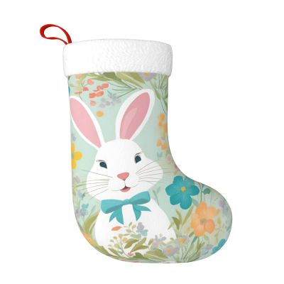 QHWLR Easter Bunny Floral print Christmas socks All Saints ' Day Hanging socks fireplace. Party Decor outdoors