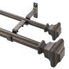 Double Curtain Rod, 1 inch Adjustable Heavy Duty Drapery Double Rod for Window 36 to 72 Inches (3-6 Feet), Vintage Square Finials,Premium Aluminum Brackets,Antique Bronze view 1