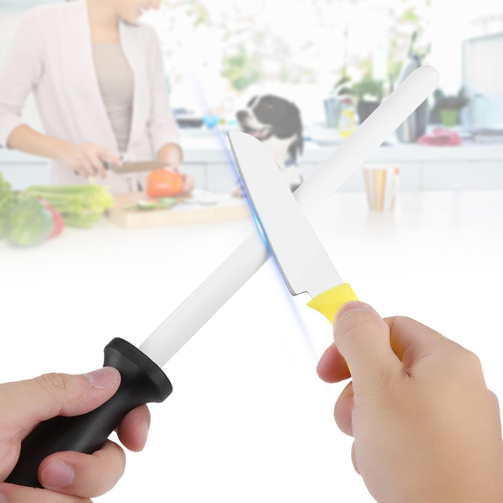 Ceramic Sharpening Rod Stick Sharpener Tool Kitchen Knife Scissors 8inch