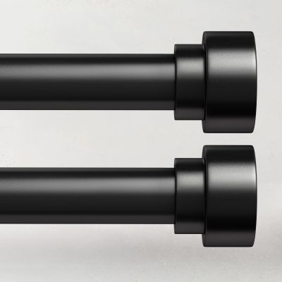 2 Pack Curtain Rods for Windows 66 to 120, 1 Inch Black Adjustable Heavy Duty Extra Long Curtain Rod with End Caps, Modern Indoor Outdoor Window Drapery Rods for Patio Bedroom, Size 32"-120"