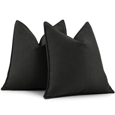 ZWJD Black Pillow Covers 20x20 Set of 2 Chenille Throw Pillow Covers with Elegant Design Soft and Luxurious Decorative Throw Pillows for Couch, Bed, and Home Decor