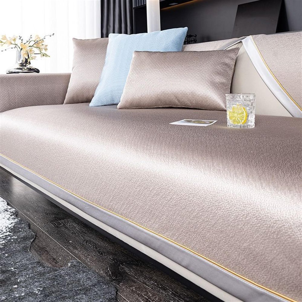 Icegrey Ice Silk Couch Cushion Covers, Summer Cooling Sofa Cover, Furniture Protector for Pets Couch Cover, Coffee 2, 36"x64"