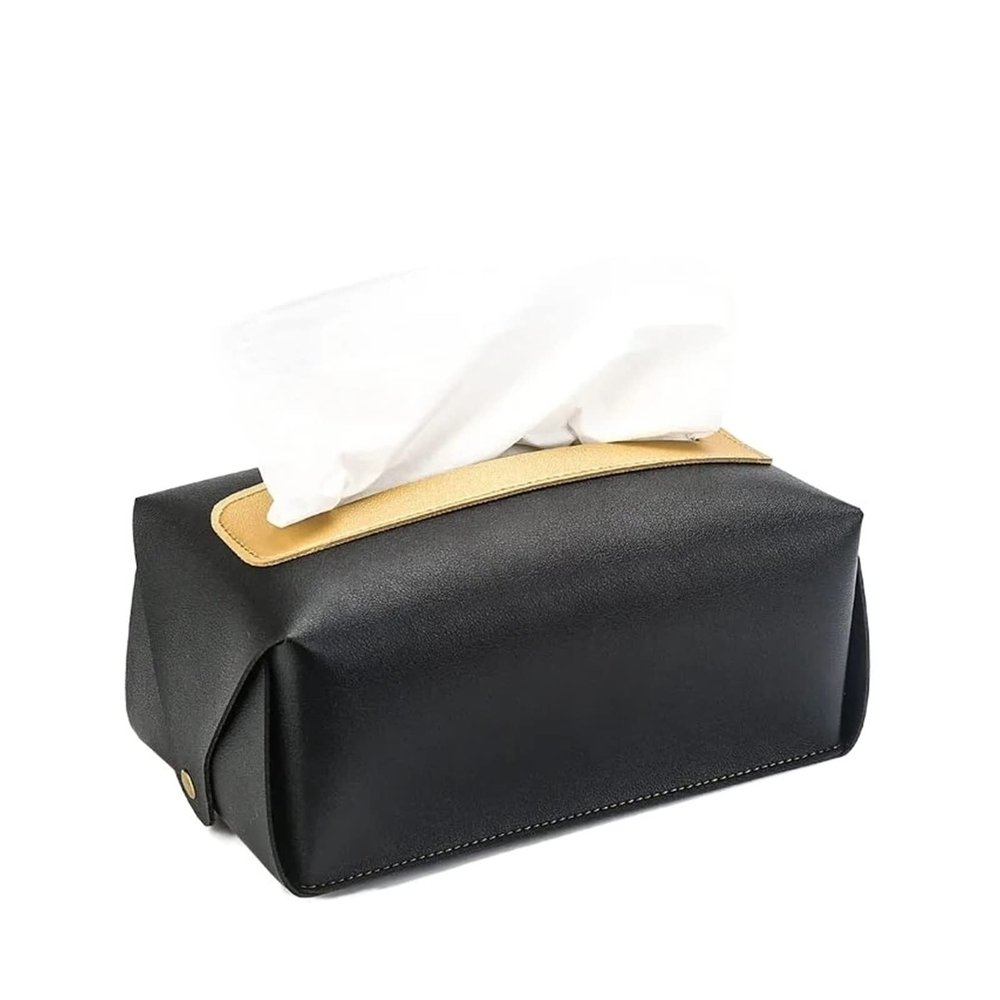 KarFri Paper Box Tissue Box Home Nordic Style ins Living Room Coffee Table Simple Leather Tissue Set car Tissue Storage(Black)