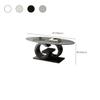 CraftThink Stone Coffee Table, Modern Oval Center Table Sofa Side Table with Black Metal Base for Living Room Apartment Office (White, 51" L x 27.5" W x 18" H) view 2