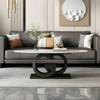 CraftThink Stone Coffee Table, Modern Oval Center Table Sofa Side Table with Black Metal Base for Living Room Apartment Office (White, 51" L x 27.5" W x 18" H) view 3