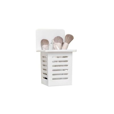 SENBAILU Toothbrush Rack White Plastic Toothbrush Holder Bathroom Wall-Mounted Toothpaste Holder Makeup Brush Storage Box Bathroom Toothbrush Holder, S7cm