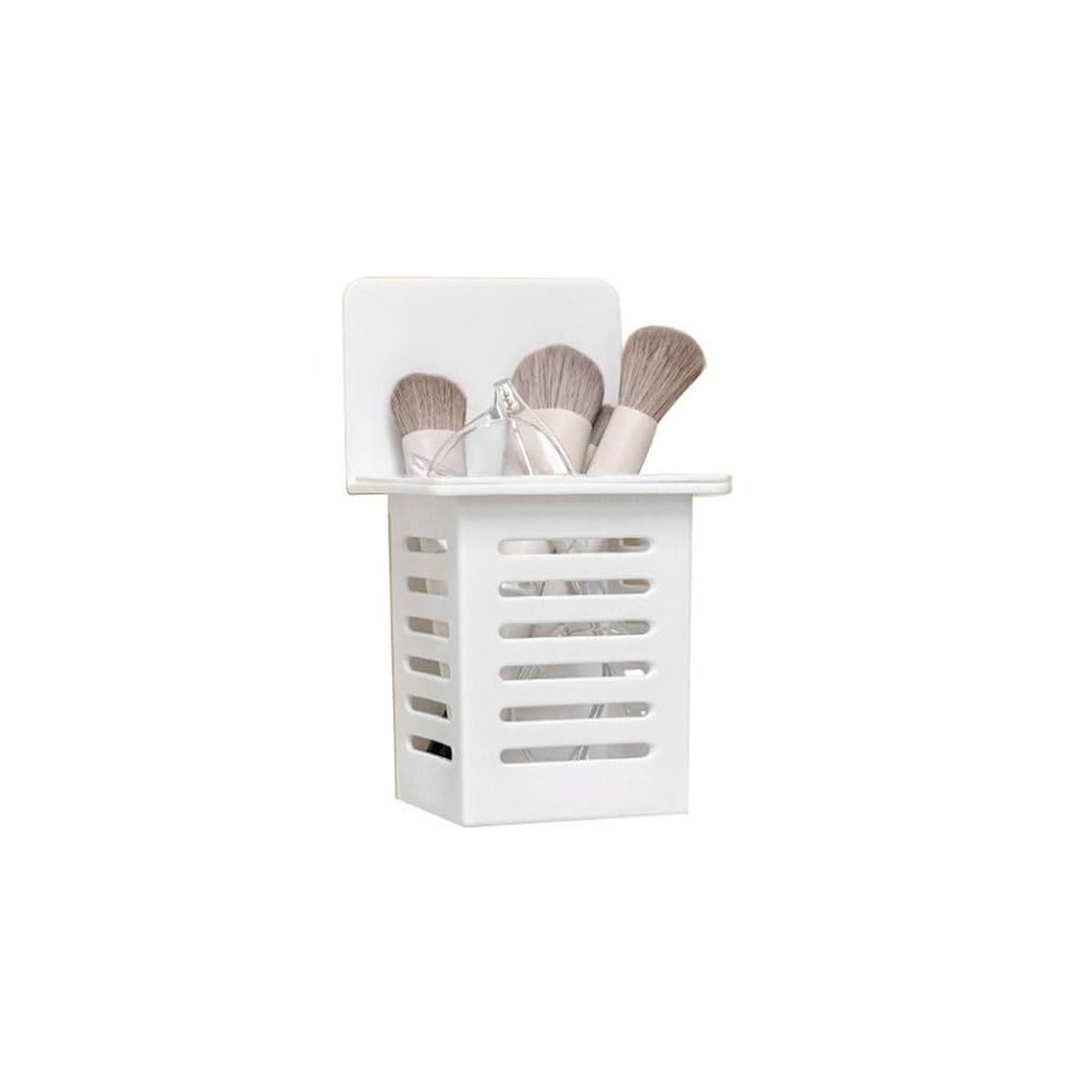 SENBAILU Toothbrush Rack White Plastic Toothbrush Holder Bathroom Wall-Mounted Toothpaste Holder Makeup Brush Storage Box Bathroom Toothbrush Holder, S7cm