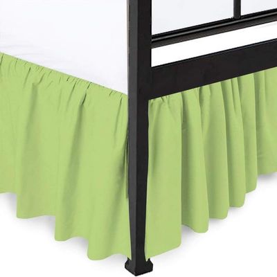 Olympic Queen Size Bed Skirt Sage Ruffle Pleat Bedskirt with 18" Drop Length- Natural Cotton 600 TC Premium Finish with Adjustable Dust Ruffles,