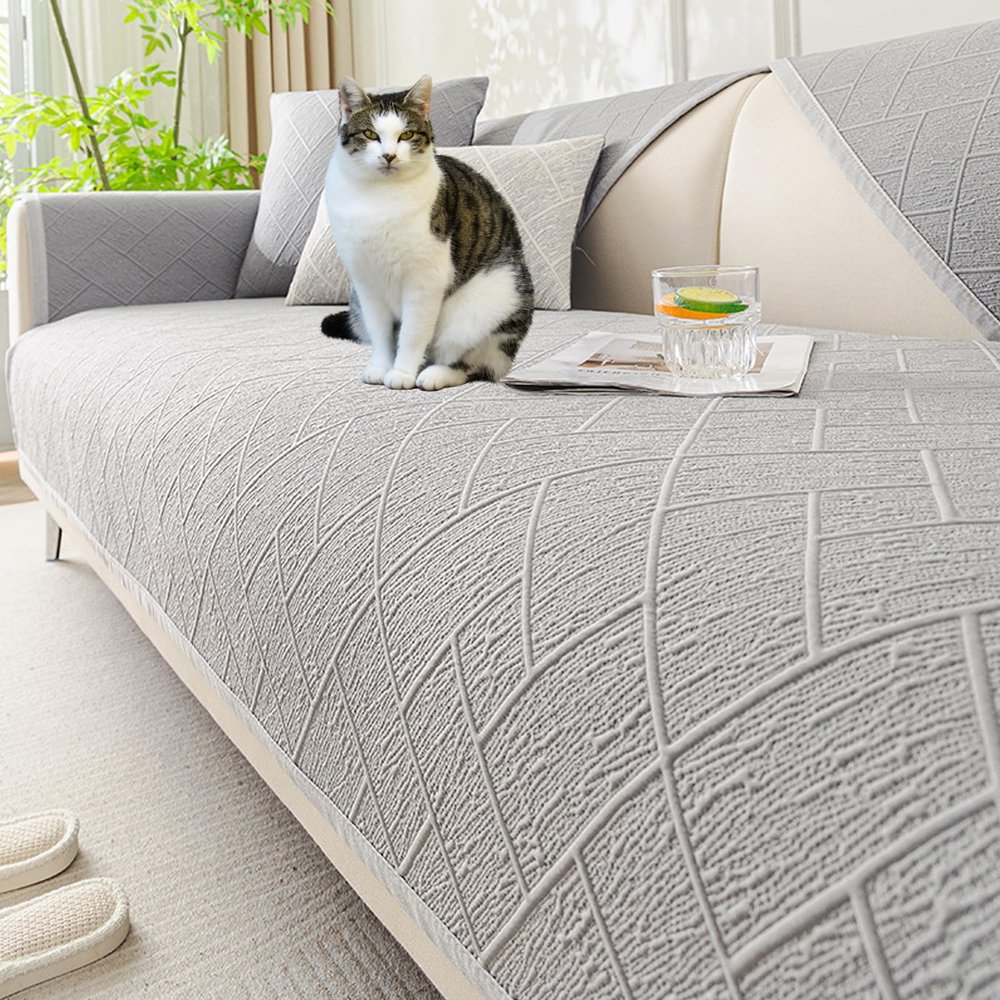 APMOE Chenille Couch Cover Cooling Sofa Covers, Slub Texture Pet Couch Protector Absorbs Body Heat to Keep Cool, Non-Slip Sofa Covers for 1 2 3 Cushion Washable Couch Protector