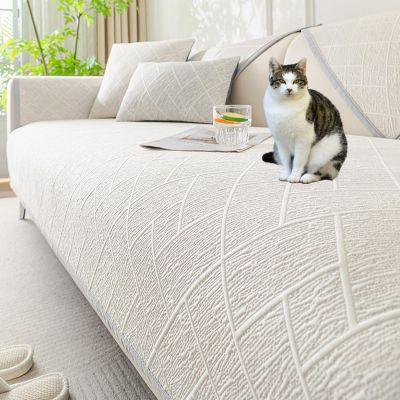 APMOE Chenille Couch Cover Cooling Sofa Covers, Slub Texture Pet Couch Protector Absorbs Body Heat to Keep Cool, Non-Slip Sofa Covers for 1 2 3 Cushion Washable Couch Protector
