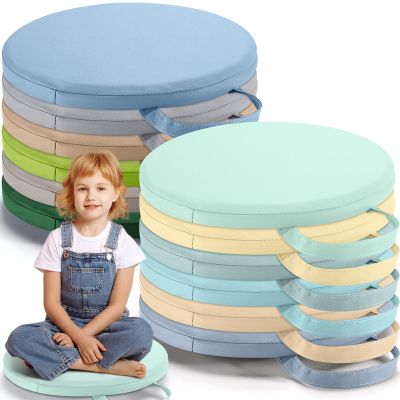 Suzile 12 Pcs Round Floor Cushions for Classroom Flexible Floor Seating with Handles 12'' Classroom Carpet Cushions for Kids Toddlers Daycare Preschool Furniture(Multicolor)