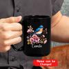 Beautiful Western Bluebird & Nature Tea Mug, Customized Name Floral Western Bluebird Ceramic Mug, Western Bluebird With Flower Cups, Gifts Ideas For Bird Lovers, Black Coffee Mug 11oz or 15oz view 2
