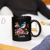 Beautiful Western Bluebird & Nature Tea Mug, Customized Name Floral Western Bluebird Ceramic Mug, Western Bluebird With Flower Cups, Gifts Ideas For Bird Lovers, Black Coffee Mug 11oz or 15oz view 3