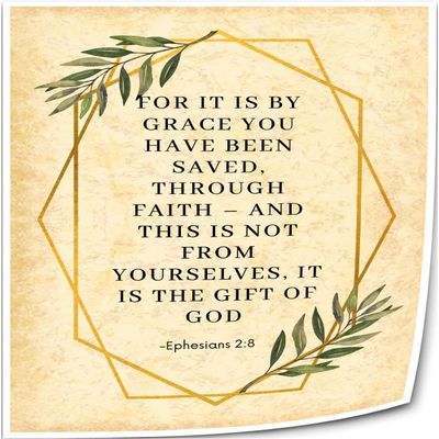 Triyend Ephesians 2 8 Bible Verse Wall Art Bible Posters Art Deco Print for Bedroom Pictures Decoration for Bathroom Artwork Canvas Colouring (12.00''x18.00'',Unframed)
