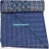 Sophia-Art Bohemian Hand Block Ajrak Vintage Print Bedspread Kantha Bed Cover, Sofa Cover Hand Stitch Throw Quilt (Blue Patch Print, King 90 * 108 Inches with Sham Cover) view 2