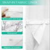 Futuregrace No Hooks Shower Curtain with Snap Liner Purple Butterfly Lavender Bud Printing Bath Curtain with See Through Top Window 36"x72" for Bathroom Spa view 3