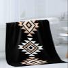 Black Aztec Bathroom Towel Set,Microfiber Bath Kitchen Beach Hand Dish Towels Set,Quick Dry Soft Decorative Towels+Set Clearance Prime Bulk Accessories Decor(3-PC) Geometric Geometric Boho Moroccan view 3