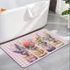 Valentine's Floral Bath Mat for Tub,Non Slip Bathroom Floor Runner Rug Quick Dry&Absorbent Diatomaceous Earth Shower Sink Bedroom Kitchen Doormat 16"x24" Lavender Roses Botanical Plaid Pink view 1