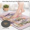 Valentine's Floral Bath Mat for Tub,Non Slip Bathroom Floor Runner Rug Quick Dry&Absorbent Diatomaceous Earth Shower Sink Bedroom Kitchen Doormat 16"x24" Lavender Roses Botanical Plaid Pink view 4