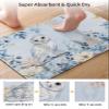Christmas Blue Bath Mat for Tub,Non Slip Bathroom Floor Runner Rug Quick Dry&Absorbent Diatomaceous Earth Shower Sink Bedroom Kitchen Living Room Doormat 16"x24" Animal Owl Eucalyptus Berry Snowflake view 3