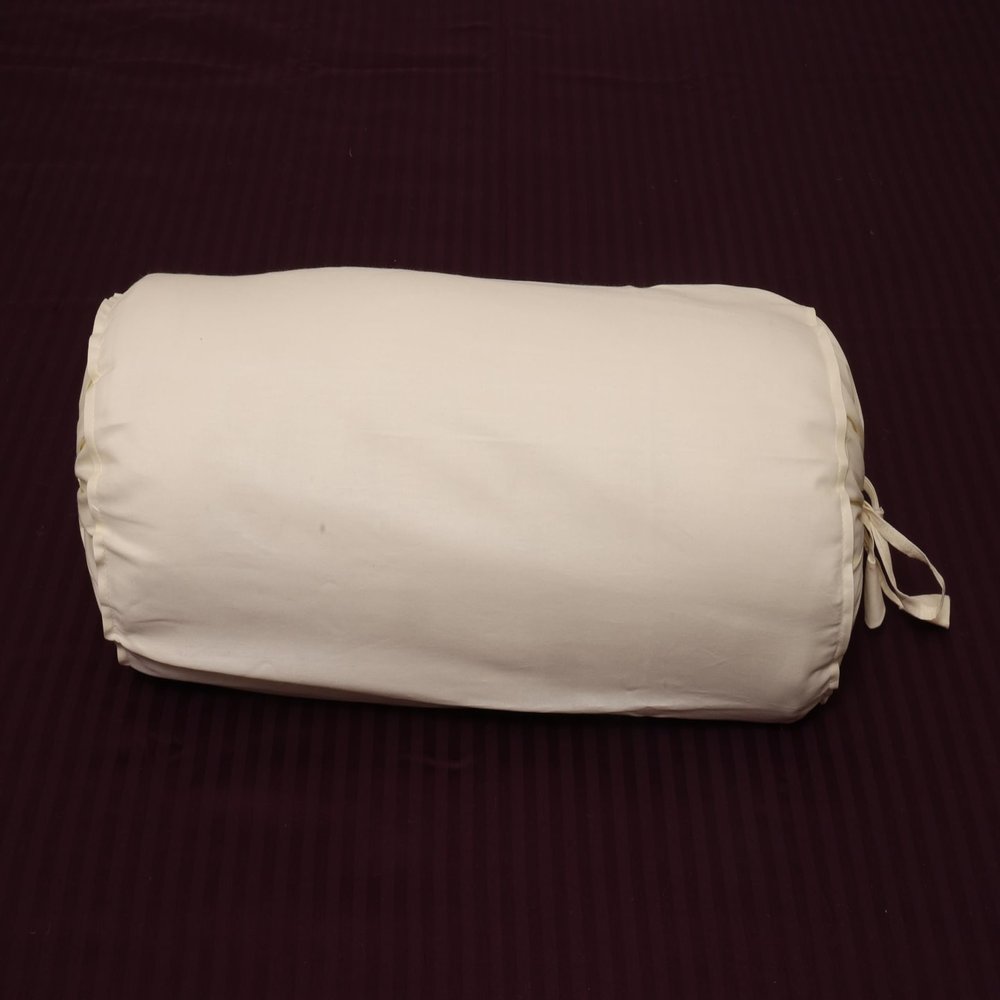 2 Pcs Cervical Neck Roll Pillow Cover with Drawstring Closures Round Neck Roll Pillow Case Cotton Bolster Pillowcases for Cylindrical Cushion (Ivory, 6X 20 inch (15 x 50.5 cm))