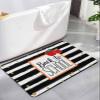 Black White Sriped Bath Mat for Tub,Non Slip Bathroom Floor Runner Rug Quick Dry&Absorbent Diatomaceous Earth Shower Sink Bedroom Kitchen Doormat 16"x24" School Geometric Fruit Bow Polka Dot view 1