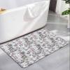 Floral Plant Bath Mat for Tub,Non Slip Bathroom Floor Runner Rug Quick Dry & Absorbent Diatomaceous Earth Shower Sink Bedroom Kitchen Living Room Washable Doormat 16"x24" Flower Leaves Botanical Herbs view 1