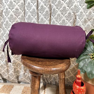 2 Pcs Cervical Neck Roll Pillow Cover with Drawstring Closures Round Neck Roll Pillow Case Cotton Bolster Pillowcases for Cylindrical Cushion (Wine, 6 x26 inch (15 x 66 cm))