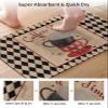 Coffee Theme Bath Mat for Tub,Non Slip Bathroom Floor Runner Rug Quick Dry&Absorbent Diatomaceous Earth Shower Sink Bedroom Kitchen Living Room Doormat 16"x24" Retro Plaid Coffee Cup Coffee Beans view 3