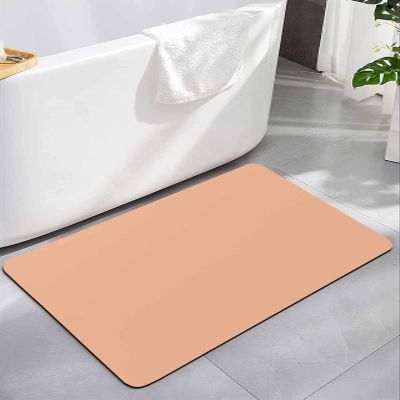 Orange Pink Bath Mat for Tub,Non Slip Bathroom Floor Runner Rug Quick Dry&Absorbent Diatomaceous Earth Shower Sink Bedroom Kitchen Doormat 16"x24" Solid Contemporary Color Minimalist Pure Color