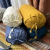 SAFFRON HANDICRAFTS 2 Pcs Cervical Neck Roll Pillow Cover with Drawstring Closures Round Neck Roll Pillow Case Cotton Bolster Pillowcases for Cylindrical Cushion (Grey, 6 x13 inch (15x33 cm)) view 3