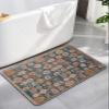 Blue Flower Print Bath Mat for Tub,Non Slip Bathroom Floor Runner Rug Quick Dry&Absorbent Diatomaceous Earth Shower Sink Bedroom Kitchen Living Room Doormat 24"x36" Farmhouse Boho Decorative Patterns view 1