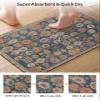 Blue Flower Print Bath Mat for Tub,Non Slip Bathroom Floor Runner Rug Quick Dry&Absorbent Diatomaceous Earth Shower Sink Bedroom Kitchen Living Room Doormat 24"x36" Farmhouse Boho Decorative Patterns view 3
