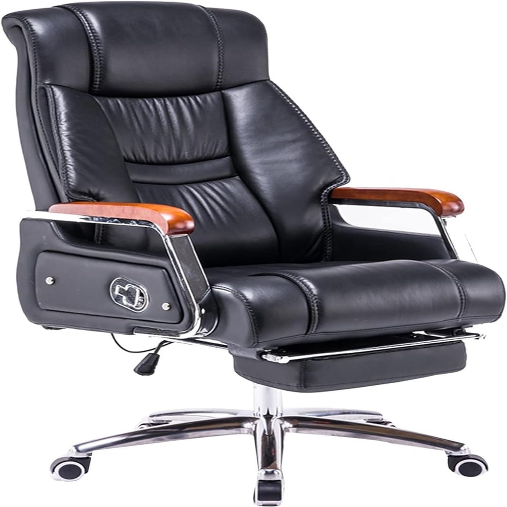 SoOSSN Office Chair, with Footrest and 90-150 Adjustable Backrest, Thickened Seat Cushion, 360 Swivel(Black,65x52x120 cm)