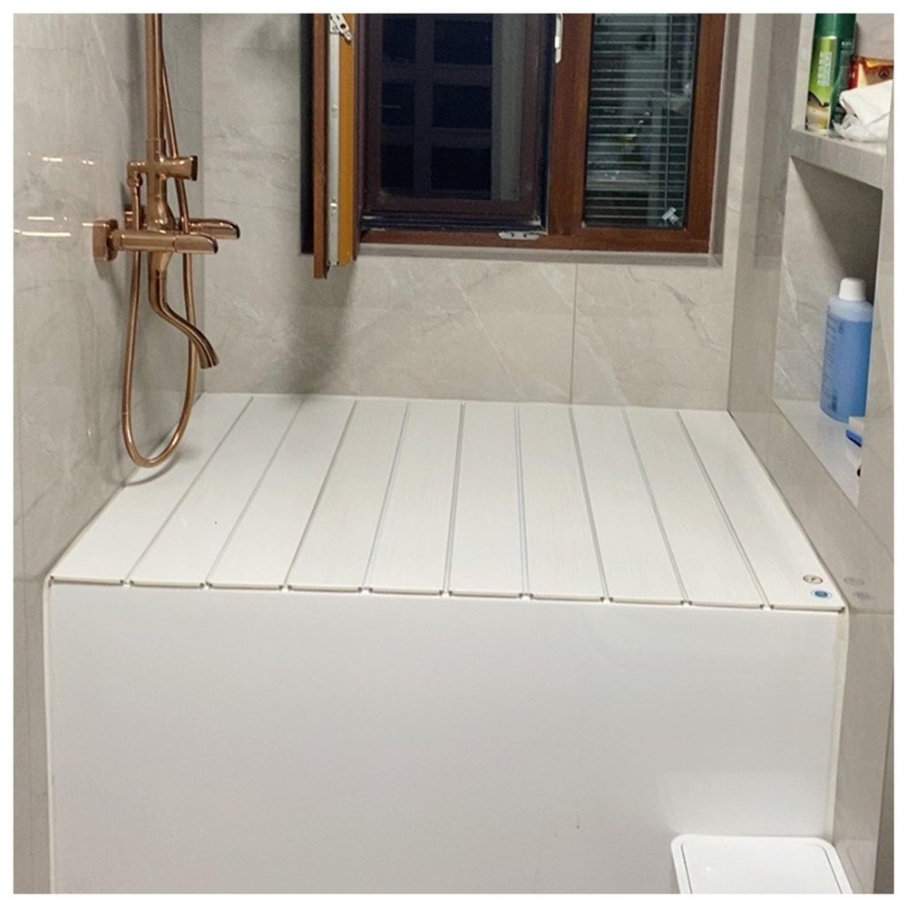 Bathtub Tray Folding Bathtub Cover Bathtub Tray, Storage Rack Dust-Proof Board Insulation Cover, Shutter Bath Lid Bath Shelf for Phone Tablet Bracket, 22 Sizes Multifunctional(66x85x0.6cm)