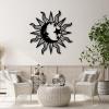 Idadey Sun and Moon Wall Decor - Wacky Metal Art, Celestial Boho Wall Art, Outdoor Decor (Gold, 23"x23" | 60x60cm) view 2