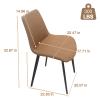 AmoUnico 5 Piece Dining Room Set 63" Marble Sintered Stone Dining Table for 4-6 People and Upholstered PU Leather Dining Chairs for Home Kitchen,Jade White Table and Brown Chairs view 4