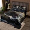 Bass Fish Kids Bedspread Queen Size,Wild Bear Jungle Hunting Animal Adventure Coverlet Set,Boys Men Room Decor,Underwater World Marine Life Quilted Coverlet,Dark Brown Bedding Quilt,2 Pillowcases view 1