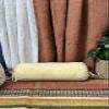 SAFFRON HANDICRAFTS 2 Pcs Cervical Neck Roll Pillow Cover with Drawstring Closures Round Neck Roll Pillow Case Cotton Bolster Pillowcases for Cylindrical Cushion (Beige, 6 x13 inch (15x33 cm)) view 3