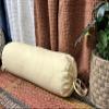 SAFFRON HANDICRAFTS 2 Pcs Cervical Neck Roll Pillow Cover with Drawstring Closures Round Neck Roll Pillow Case Cotton Bolster Pillowcases for Cylindrical Cushion (Beige, 6 x13 inch (15x33 cm)) view 4
