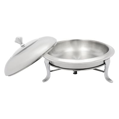 Pxolerig 1PCS Stainless Steel Hot Pot Buffet Stove, Round Stove Without Ears, Chafing Dish Buffet Set, Chafing Dish Stainless Steel with Glass Viewing Lid, for Parties, Kitchen (Sliver, 26cm)