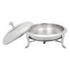 Pxolerig 1PCS Stainless Steel Hot Pot Buffet Stove, Round Stove Without Ears, Chafing Dish Buffet Set, Chafing Dish Stainless Steel with Glass Viewing Lid, for Parties, Kitchen (Sliver, 26cm) view 1