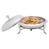 Pxolerig 1PCS Stainless Steel Hot Pot Buffet Stove, Round Stove Without Ears, Chafing Dish Buffet Set, Chafing Dish Stainless Steel with Glass Viewing Lid, for Parties, Kitchen (Sliver, 26cm) view 3