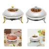 Pxolerig 1PCS Stainless Steel Hot Pot Buffet Stove, Round Stove Without Ears, Chafing Dish Buffet Set, Chafing Dish Stainless Steel with Glass Viewing Lid, for Parties, Kitchen (Sliver, 26cm) view 4