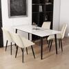 AmoUnico 5 Piece Dining Room Set 63" Marble Sintered Stone Dining Table for 4-6 People and Upholstered PU Leather Dining Chairs for Home Kitchen,Jade White Table and Beige Chairs view 2