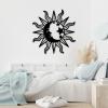 Idadey Celestial Boho Wall Art - Sun Moon Outdoor Wall Decor (Black, 23"x23" | 60x60cm) view 2