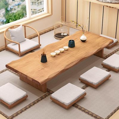 ntumLeap Japanese Floor Table, Low Altar Table for, for Sitting on The Floor Tatami Tea Table for Living Room Furniture Home Decoration, 140x60x35cm (Wood Color 55.2 * 23.7 * 14in)