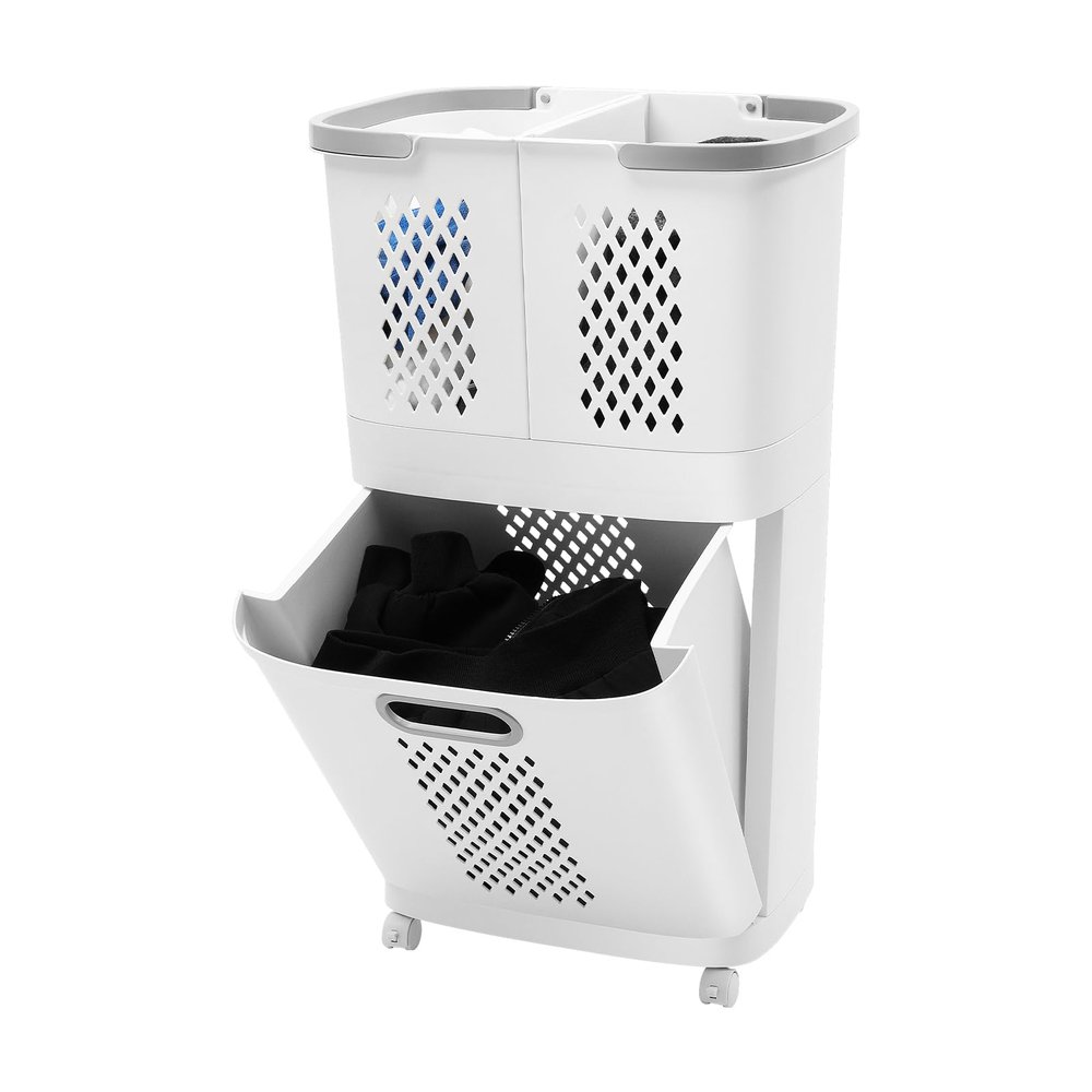 Bacacoo Removable Laundry Basket, Versatile Classification Thickened Storage Rack, Household Storage Bucket on Wheels for Living Room Bedroom Bathrooms